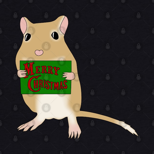 Cute golden gerbil says merry Christmas by Becky-Marie